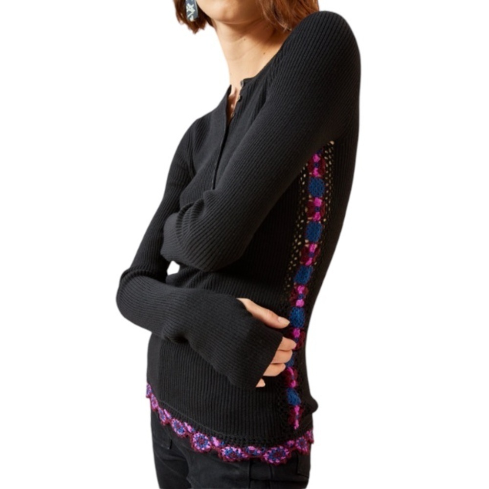 Ulla Johnson Juniper Sweater NWT Jumper Merino Wool Ribbed Crochet Detailing